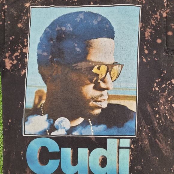 Kid Cudi Big-Face Portrait Shirt Medium 19x26 Bleached Black - Picture 6 of 12